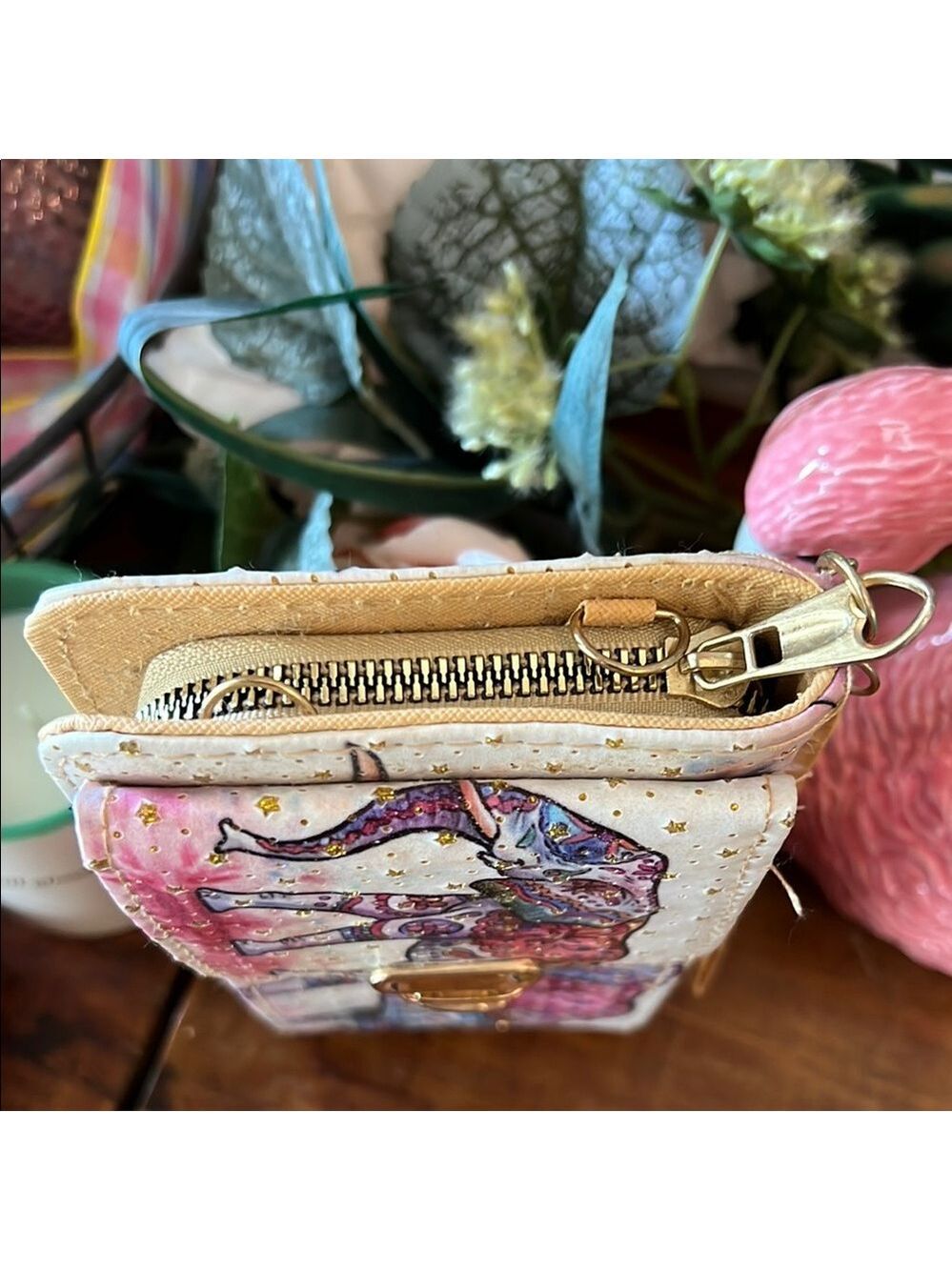 Colorful Elephant Print Wallet - Picture 3 of 5